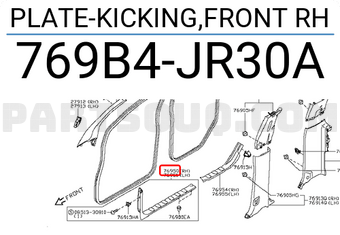 Nissan 769B4JR30A PLATE-KICKING,FRONT RH