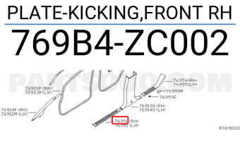 Nissan 769B4ZC002 PLATE-KICKING,FRONT RH