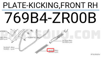 Nissan 769B4ZR00B PLATE-KICKING,FRONT RH