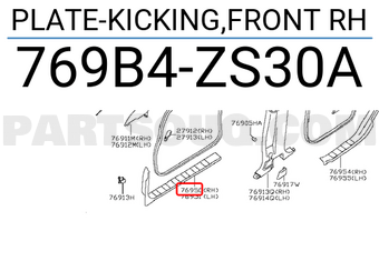 Nissan 769B4ZS30A PLATE-KICKING,FRONT RH