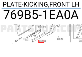 Nissan 769B51EA0A PLATE-KICKING,FRONT LH