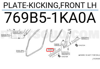 Nissan 769B51KA0A PLATE-KICKING,FRONT LH