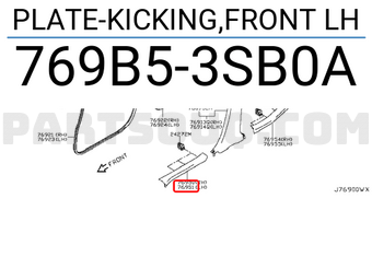 Nissan 769B53SB0A PLATE-KICKING,FRONT LH