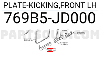 Nissan 769B5JD000 PLATE-KICKING,FRONT LH