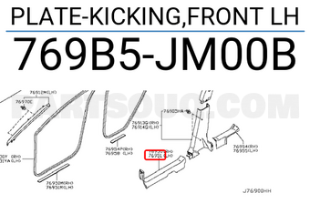 Nissan 769B5JM00B PLATE-KICKING,FRONT LH