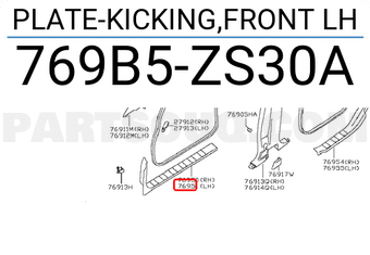 Nissan 769B5ZS30A PLATE-KICKING,FRONT LH