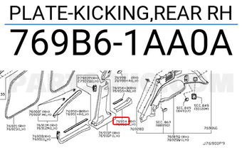 Nissan 769B61AA0A PLATE-KICKING,REAR RH