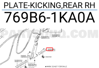 Nissan 769B61KA0A PLATE-KICKING,REAR RH