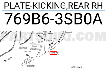 Nissan 769B63SB0A PLATE-KICKING,REAR RH