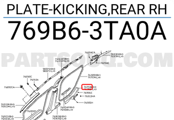 Nissan 769B63TA0A PLATE-KICKING,REAR RH