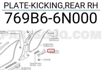 Nissan 769B66N000 PLATE-KICKING,REAR RH