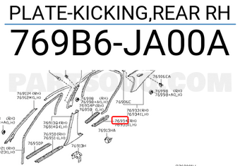 Nissan 769B6JA00A PLATE-KICKING,REAR RH