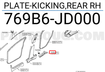 Nissan 769B6JD000 PLATE-KICKING,REAR RH