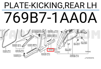 Nissan 769B71AA0A PLATE-KICKING,REAR LH