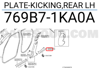 Nissan 769B71KA0A PLATE-KICKING,REAR LH