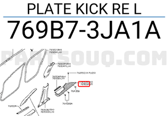 Nissan 769B73JA1A PLATE KICK RE L
