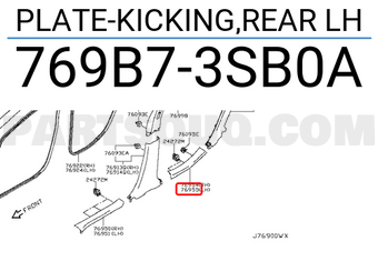 Nissan 769B73SB0A PLATE-KICKING,REAR LH