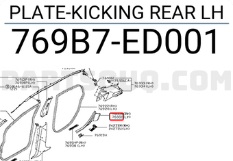 Nissan 769B7ED001 PLATE-KICKING REAR LH