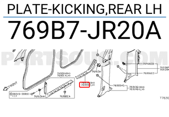 Nissan 769B7JR20A PLATE-KICKING,REAR LH