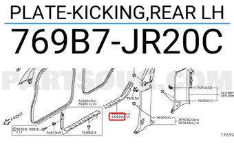 Nissan 769B7JR20C PLATE-KICKING,REAR LH