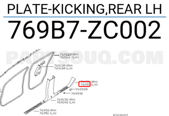 Nissan 769B7ZC002 PLATE-KICKING,REAR LH