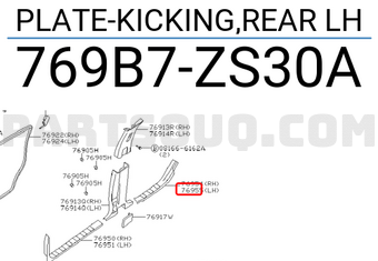 Nissan 769B7ZS30A PLATE-KICKING,REAR LH
