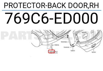 Nissan 769C6ED000 PROTECTOR-BACK DOOR,RH