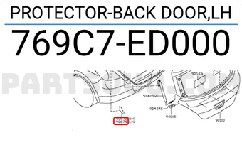 Nissan 769C7ED000 PROTECTOR-BACK DOOR,LH