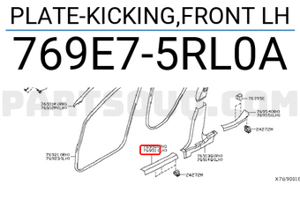 Nissan 769E75RL0A PLATE-KICKING,FRONT LH