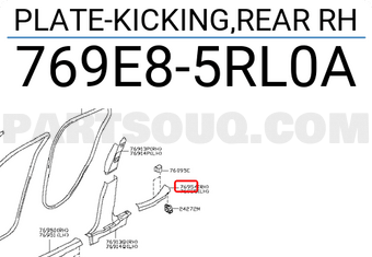 Nissan 769E85RL0A PLATE-KICKING,REAR RH