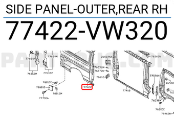 Nissan 77422VW320 SIDE PANEL-OUTER,REAR RH