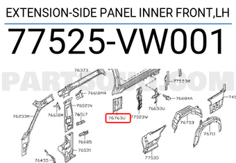Nissan 77525VW001 EXTENSION-SIDE PANEL INNER FRONT,LH