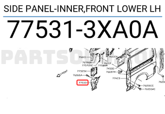 Nissan 775313XA0A SIDE PANEL-INNER,FRONT LOWER LH