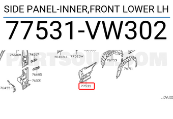Nissan 77531VW302 SIDE PANEL-INNER,FRONT LOWER LH