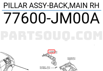 Nissan 77600JM00A PILLAR ASSY-BACK,MAIN RH