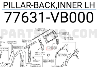 Nissan 77631VB000 PILLAR-BACK,INNER LH