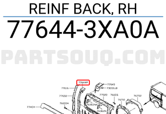 Nissan 776443XA0A REINF BACK, RH
