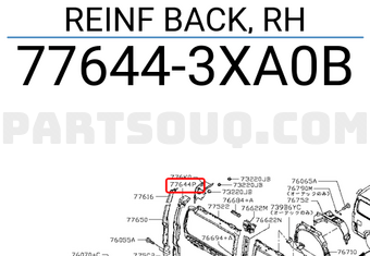 Nissan 776443XA0B REINF BACK, RH