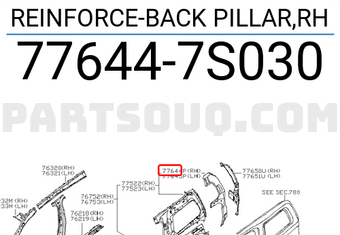 Nissan 776447S030 REINFORCE-BACK PILLAR,RH