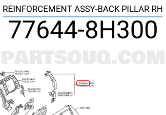 Nissan 776448H300 REINFORCEMENT ASSY-BACK PILLAR RH