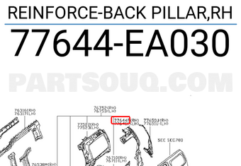 Nissan 77644EA030 REINFORCE-BACK PILLAR,RH
