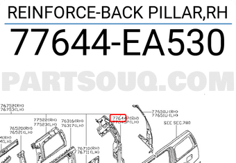 Nissan 77644EA530 REINFORCE-BACK PILLAR,RH