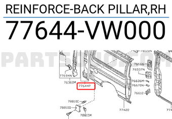 Nissan 77644VW000 REINFORCE-BACK PILLAR,RH