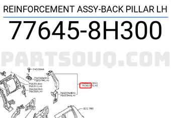 Nissan 776458H300 REINFORCEMENT ASSY-BACK PILLAR LH