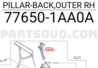 Nissan 776501AA0A PILLAR-BACK,OUTER RH