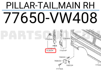 Nissan 77650VW408 PILLAR-TAIL,MAIN RH