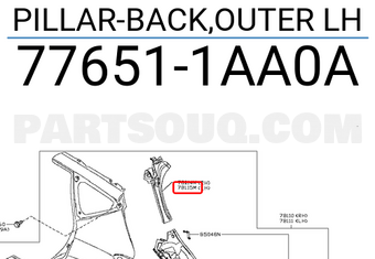 Nissan 776511AA0A PILLAR-BACK,OUTER LH