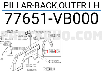 Nissan 77651VB000 PILLAR-BACK,OUTER LH