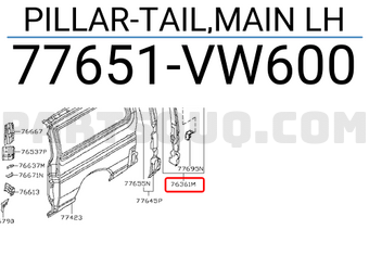 Nissan 77651VW600 PILLAR-TAIL,MAIN LH
