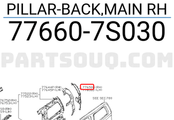 Nissan 776607S030 PILLAR-BACK,MAIN RH